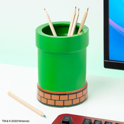 Pot A Crayons - Super Mario - Pot De Fleurs En Forme De Tuyau Et Porte-stylo